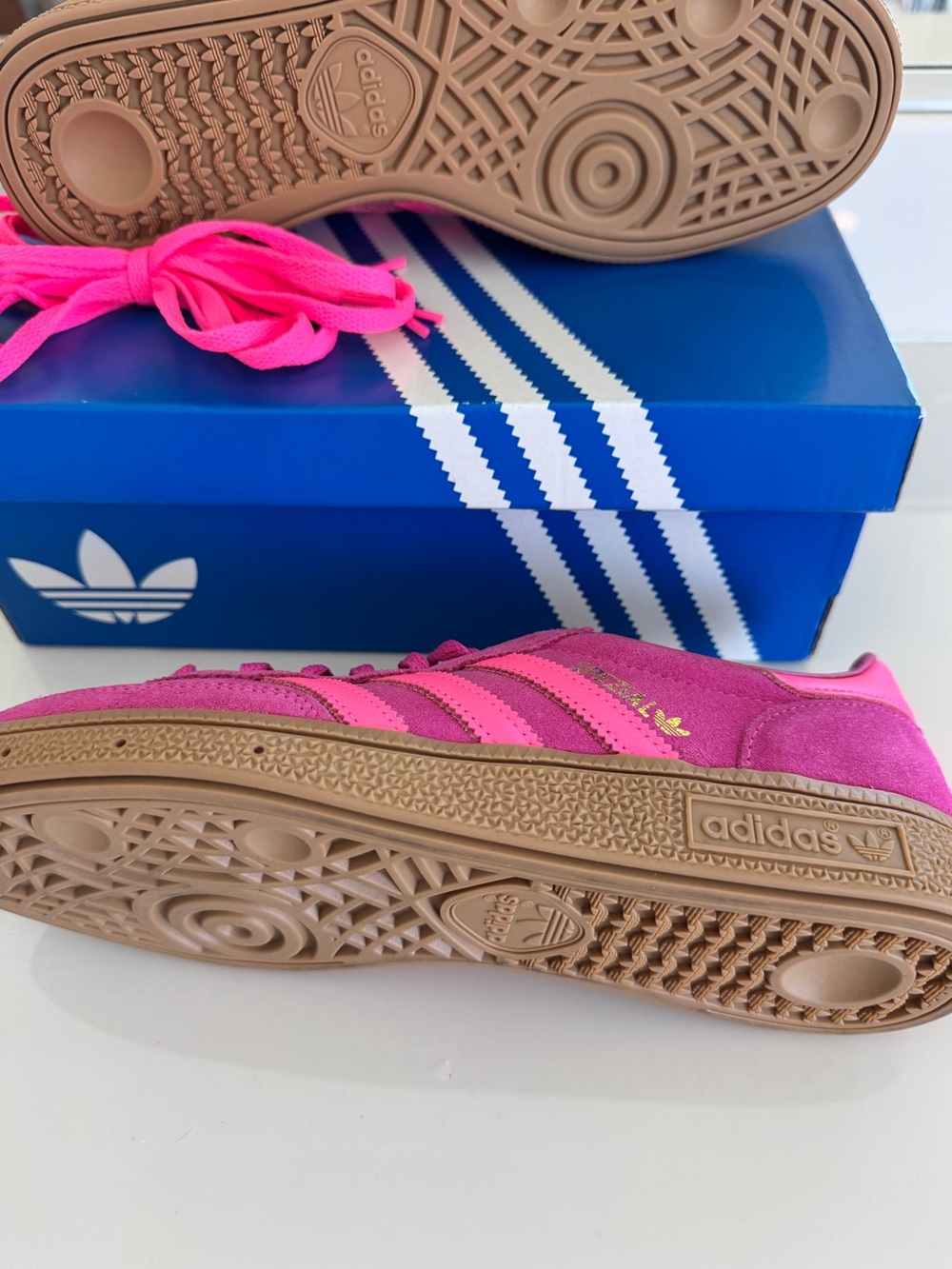 adidas Spezial Suede Sneakers in Magenta and Hot Pink with Gum Sole - Picture 4 of 5